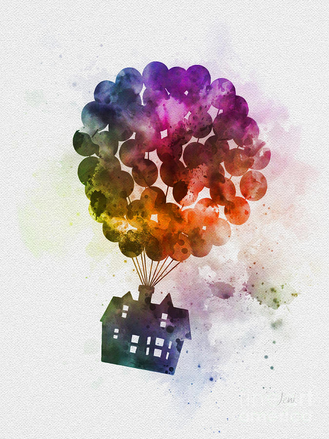 Up Movie Mixed Media - The Floating House by My Inspiration