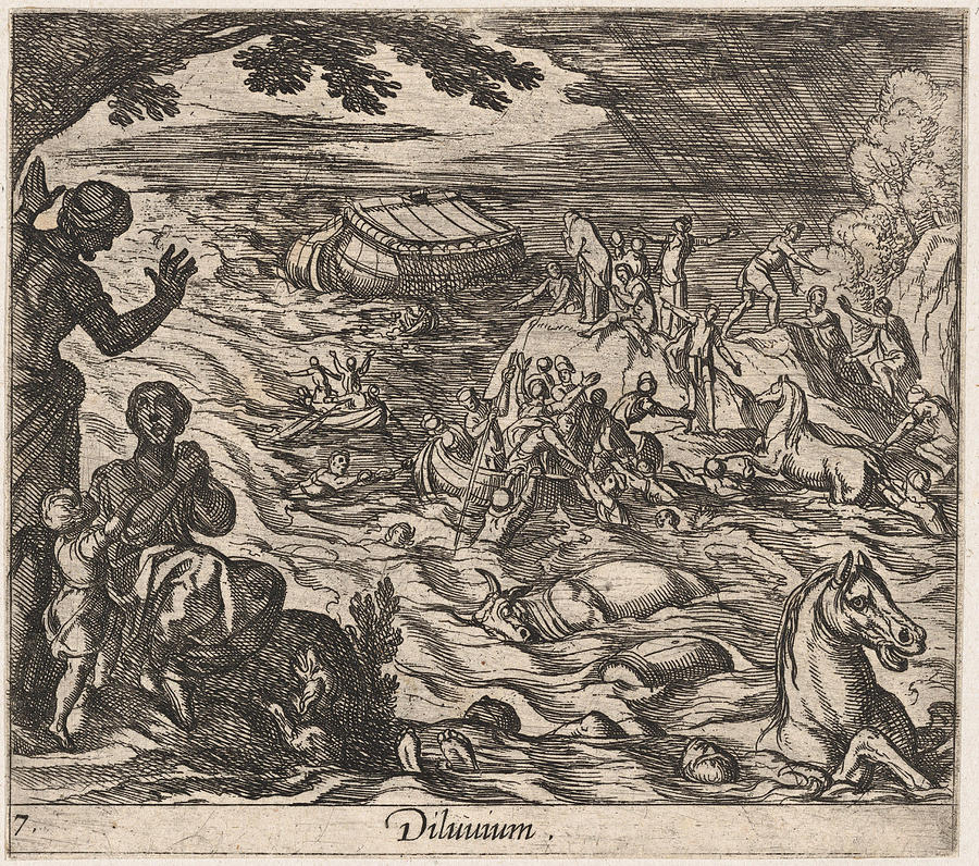 The Flood  Drawing by Antonio Tempesta
