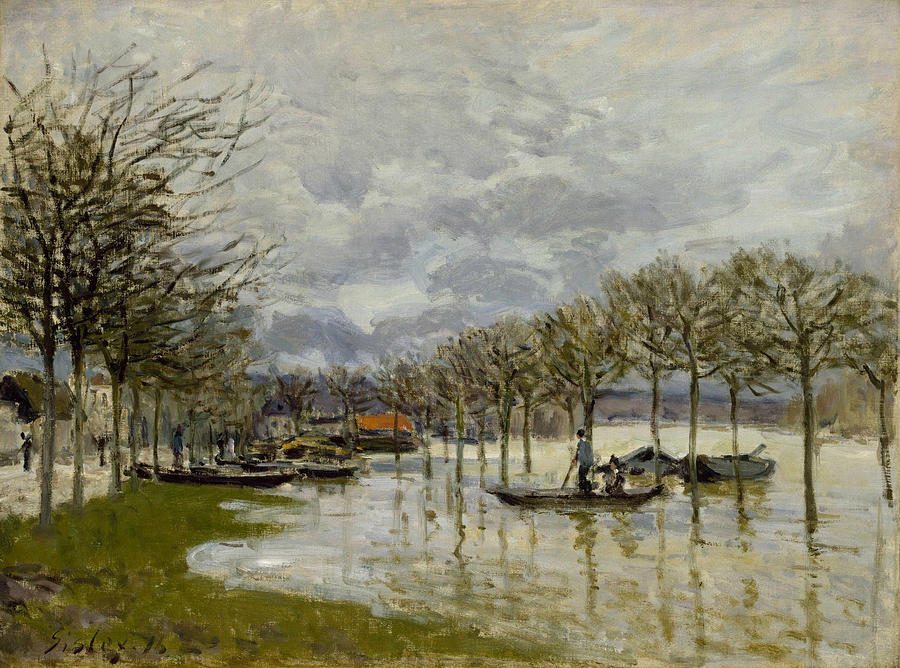 The Flood on the Road to Saint Germain Painting by Alfred Sisley