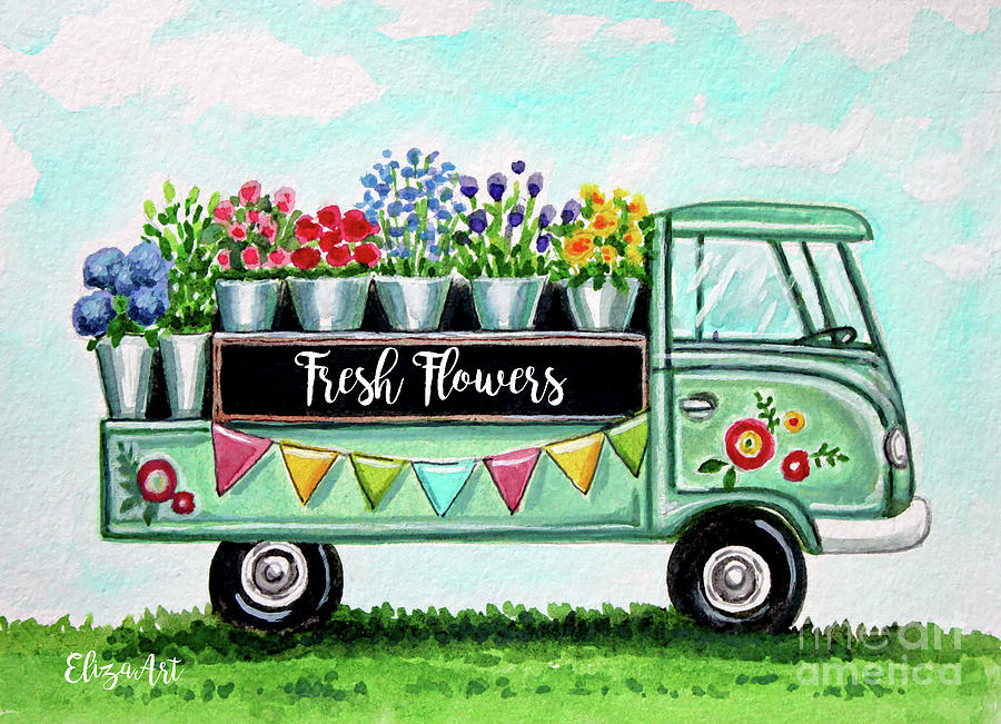 The Floral Truck Painting by Elizabeth Robinette Tyndall