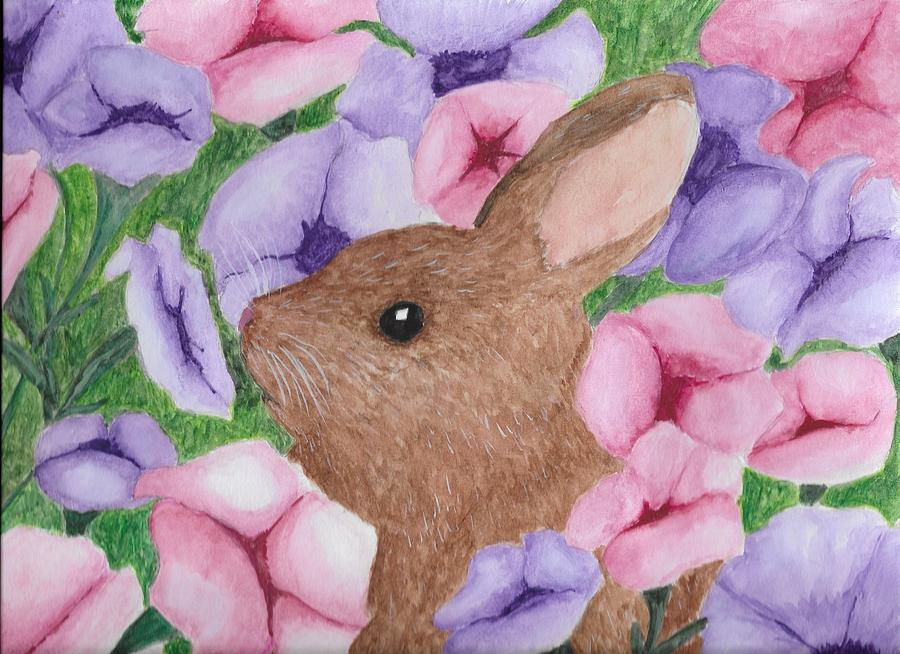 The Flower Bunny Painting by Chanler Simmons