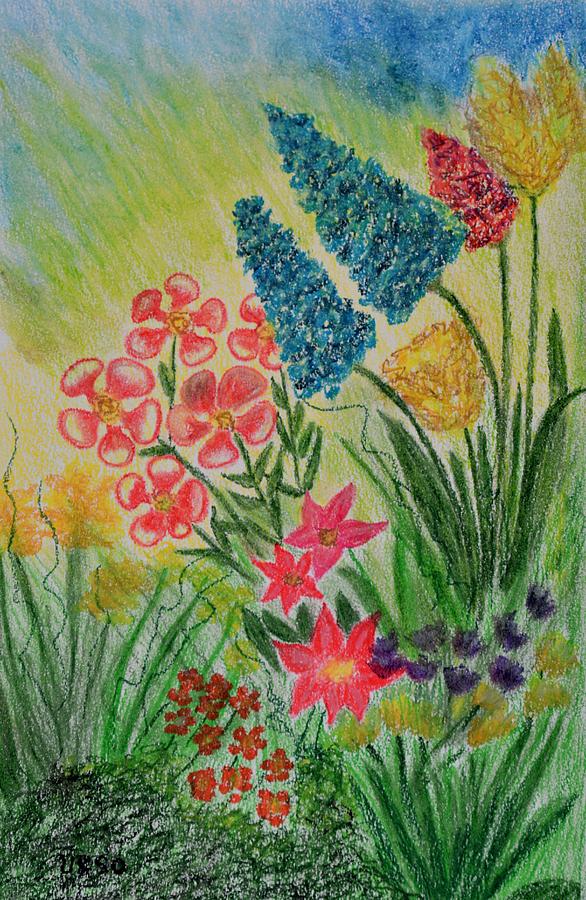 The Flower Garden Drawing by Maria Urso
