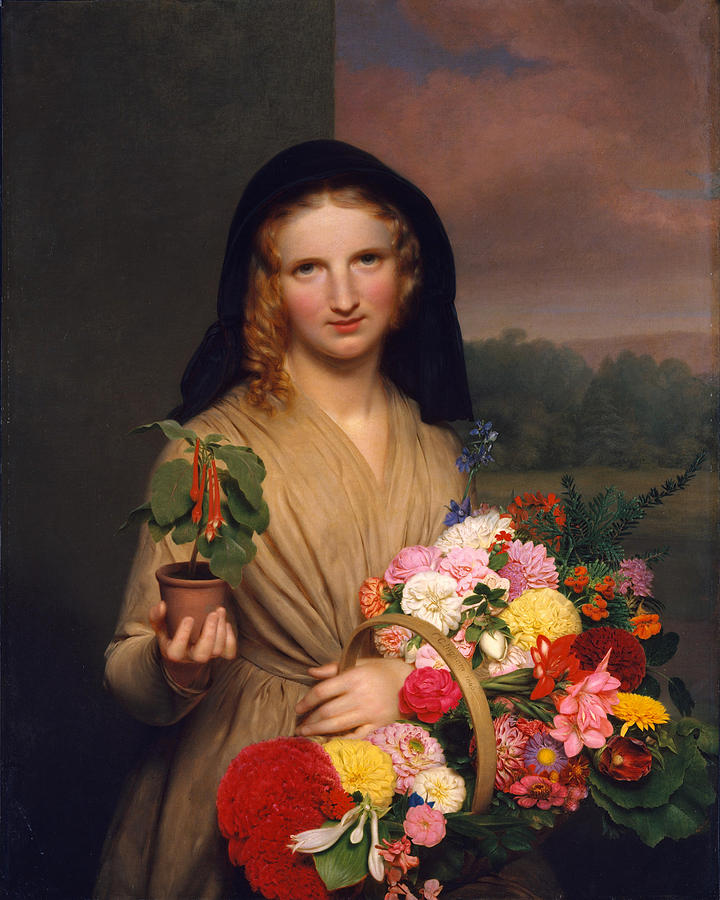 Famous Paintings Painting - The Flower Girl by Charles Cromwell Ingham