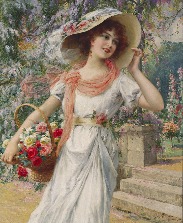 Download The Flower Girl Painting by Emile Vernon