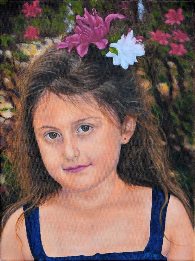 The Flower Girl - Sabine Painting by Alex Vishnevsky