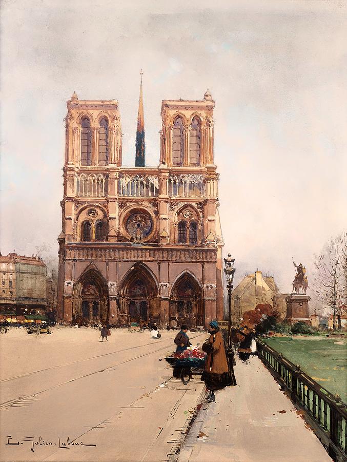 The Flower Lady At Notre Dame Painting by Mountain Dreams