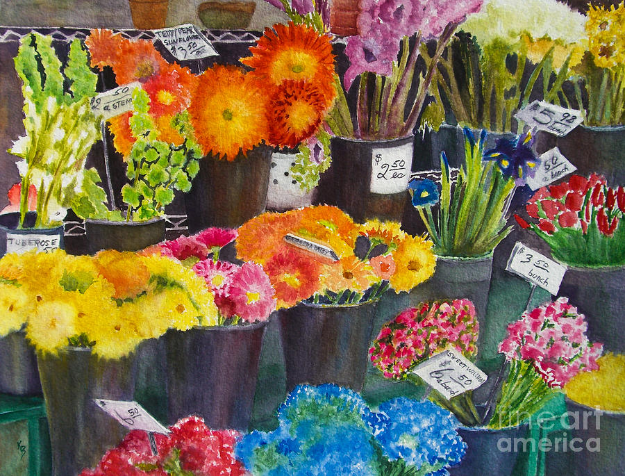 The Flower Market Painting by Karen Fleschler