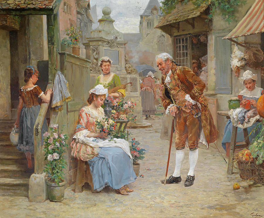 The Flower Seller Painting by Francois-Adolphe Grison