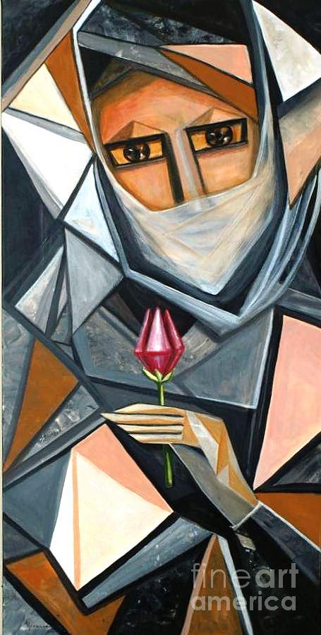 Surrealism Painting - THE FLOWER Serie Triangulismos by Alicia Hernandez de Coll