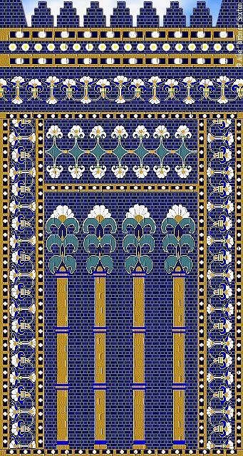 Ishtar Gate Painting - The Flower Wall of Ishtar Gate by Mike Sexton Ishtar Gate Painting - The Flower Wall of Ishtar Gate by Mike Sexton