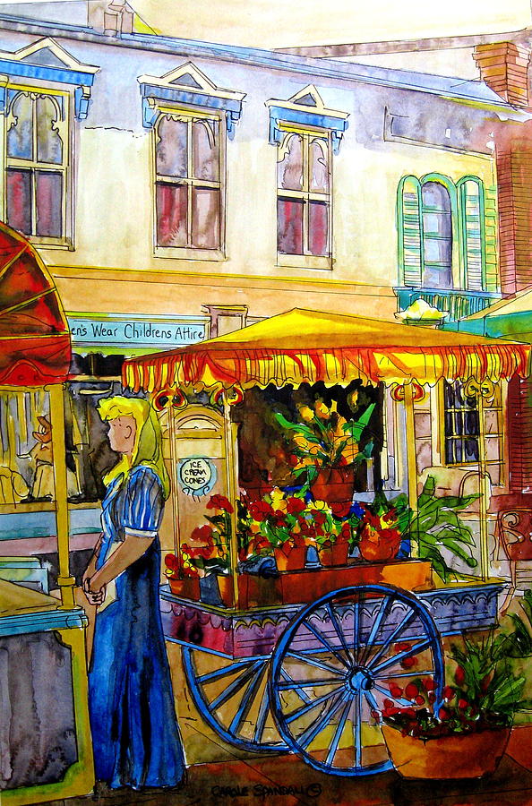 Architecture Painting - The Flowercart by Carole Spandau