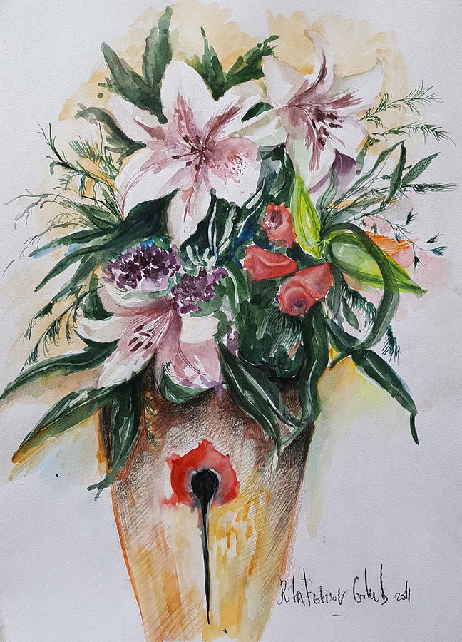 Flowers in Vase #1 Painting by Rita Fetisov