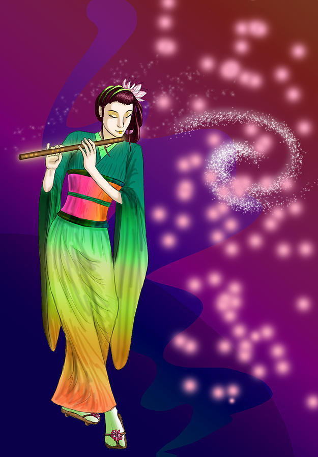 The Flute Player Digital Art by Marina Jimenez Pixels