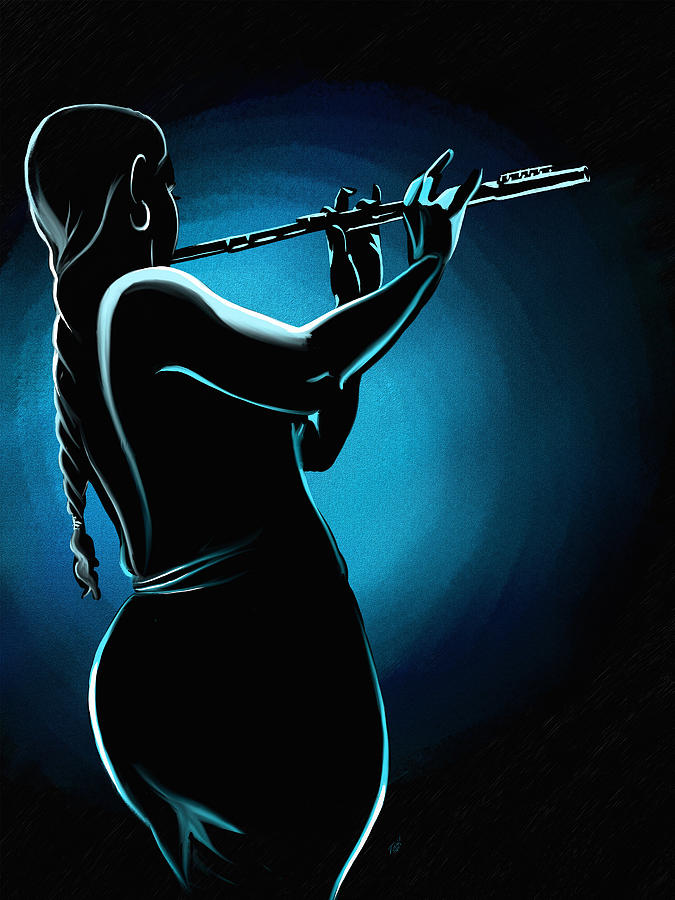 The Flutist Drawing by Terri Meredith