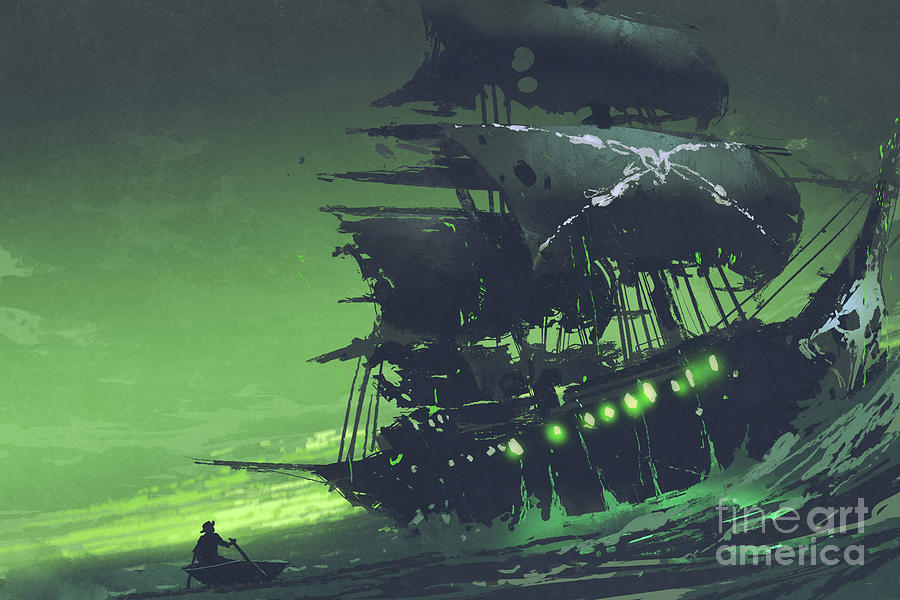 Illustration Painting - The Flying Dutchman by Tithi Luadthong