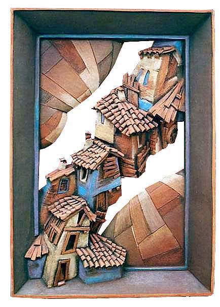 Ceramic Ceramic Art - The flying  houses by Yavor Gonev