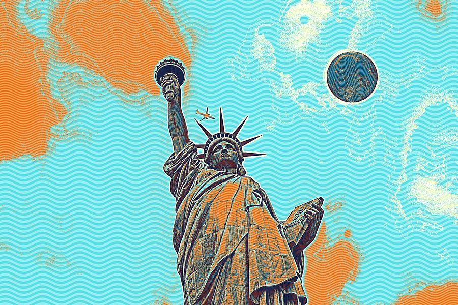 The Fool Blood Moon and The Lady Liberty  5 Painting by Celestial Images