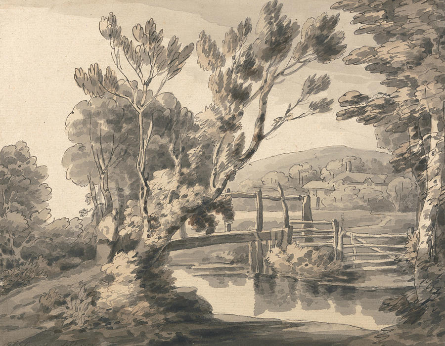 The Foot Bridge Drawing by Francis Towne