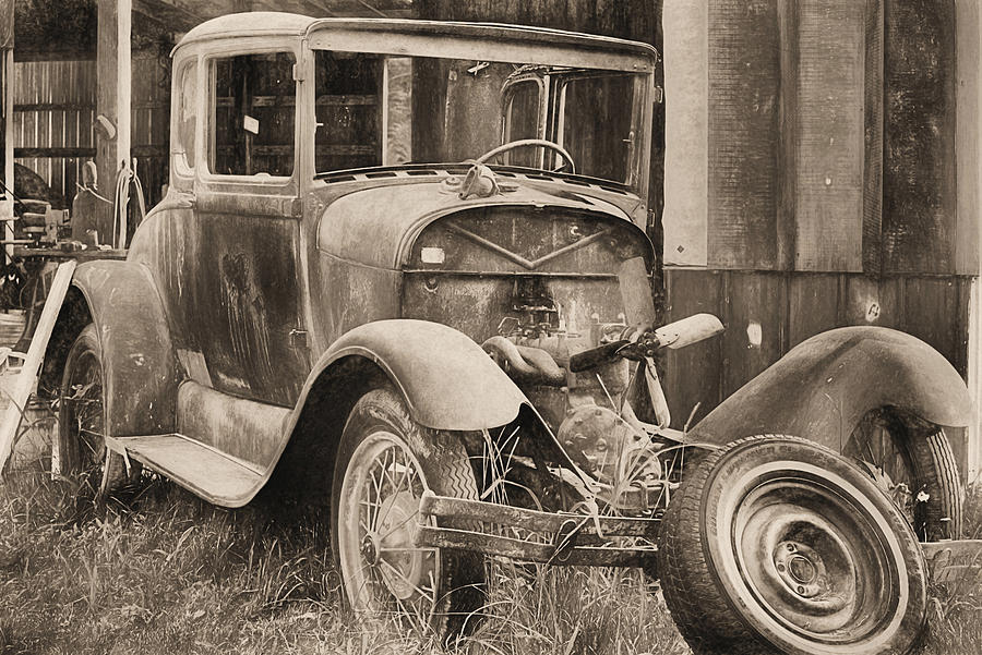 The Ford Model A In Black and White Photograph by JC Findley
