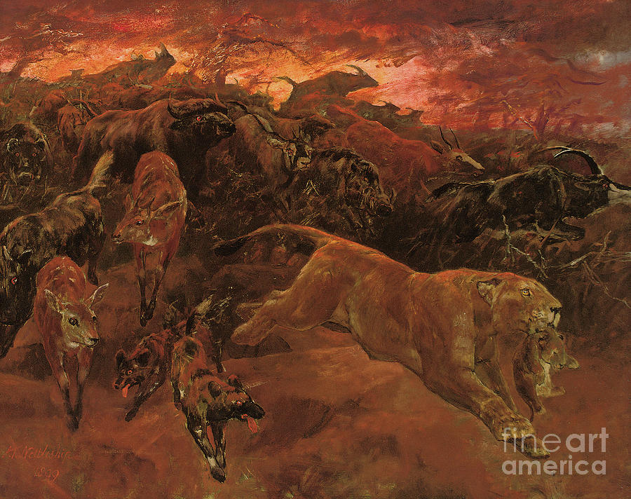 Wildlife Painting - The Forest Fire by John Trivett Nettleship