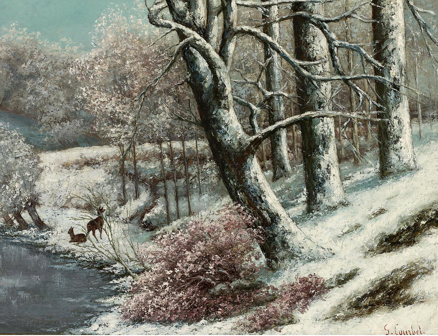 The Forest in Winter Painting by Gustave Courbet