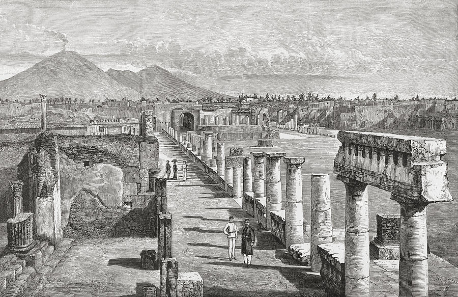 The Forum, Pompeii, Naples, Italy In Drawing by Vintage Design Pics
