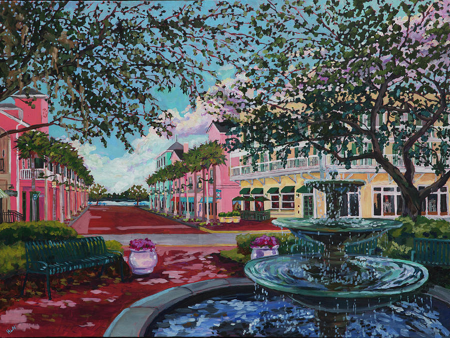 The Fountain at Market Street Painting by Heather Nagy