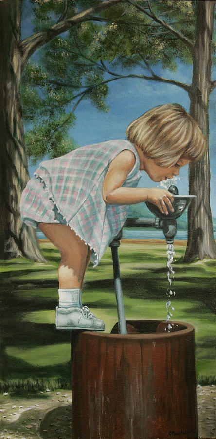 Children Painting - The fountain by Colleen Maas-Pastore Children Painting - The fountain by Colleen Maas-Pastore