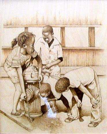 Pyrography Mixed Media - The Fountain Of Youth by William Burton Jr Pyrography Mixed Media - The Fountain Of Youth by William Burton Jr