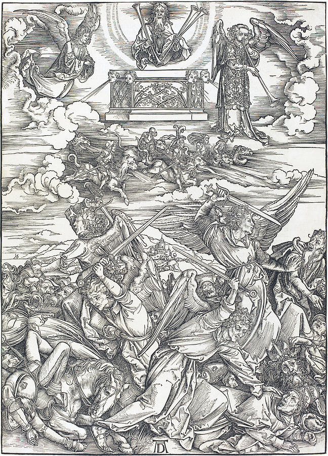 The Four Avenging Angels Drawing by Albrecht Durer