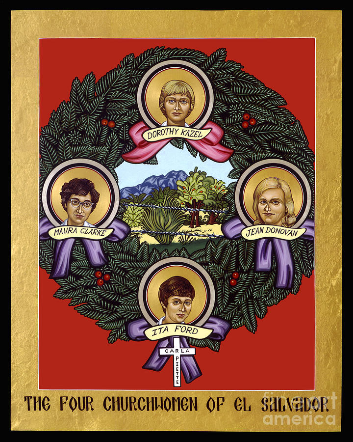 The Four Church Women of El Salvador - LWFCW Painting by Lewis Williams OFS