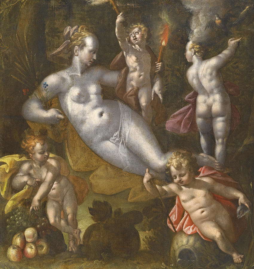 The Four Elements Painting by Follower of  Bartholomeus Spranger
