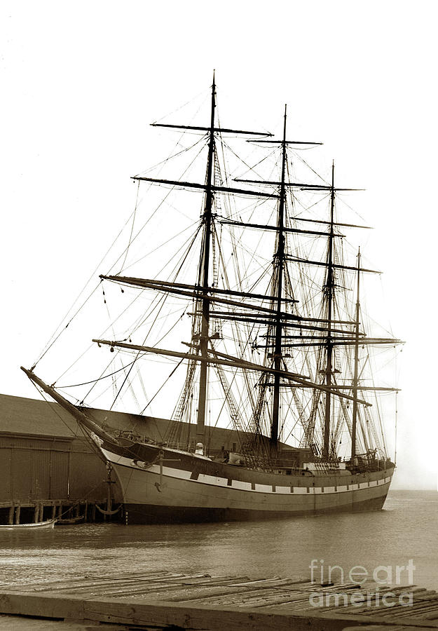 San Francisco Photograph - The four masted steel barque Dumfriesshire, 2565 tons, San Franisco Bay by Monterey County Historical Society