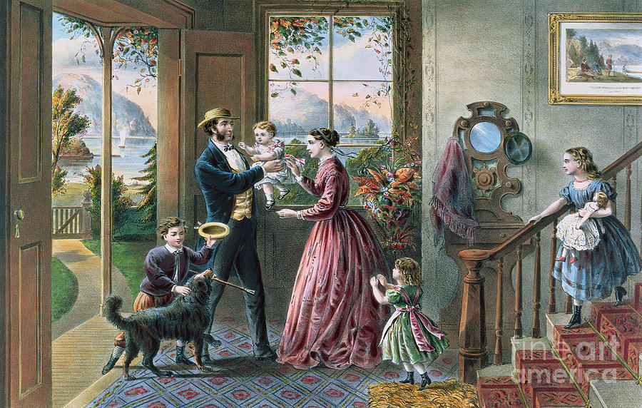 Currier And Ives Painting - The Four Seasons of Life  Middle Age by Currier and Ives
