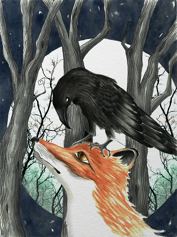 The Fox And The Raven Painting by Jody Scheers - Fine Art America