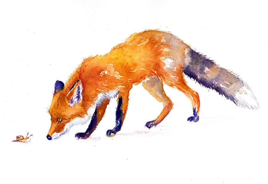 Nature Painting - The Fox and the Snail by Debra Hall