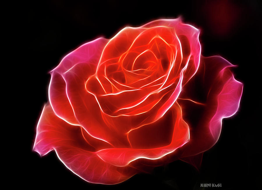 The Fractalius Rose Photograph by Deborah Benoit