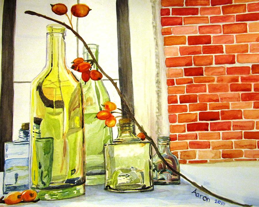 Bottle Painting - The fragility of stone by Jessi Aaron