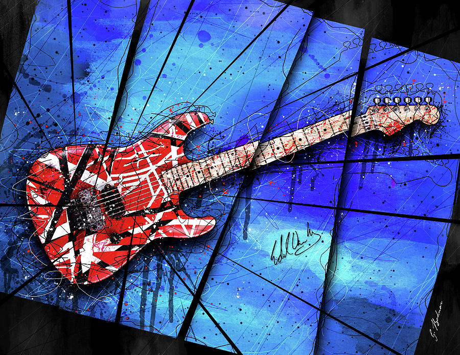 Eddie Van Halen Digital Art - The Frankenstrat On Blue I by Gary Bodnar