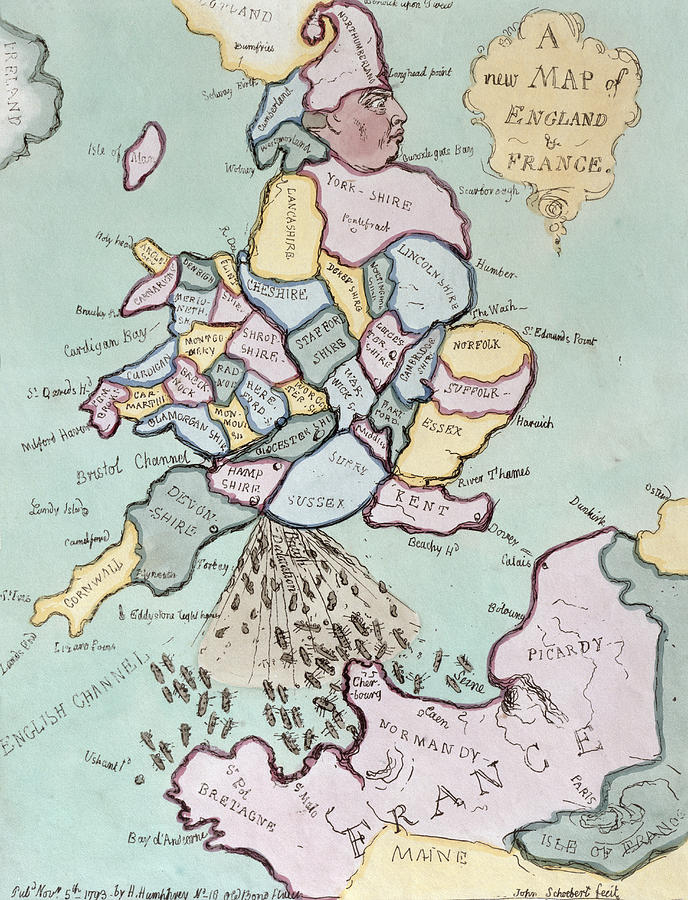 Map Drawing - The French Invasion by James Gillray