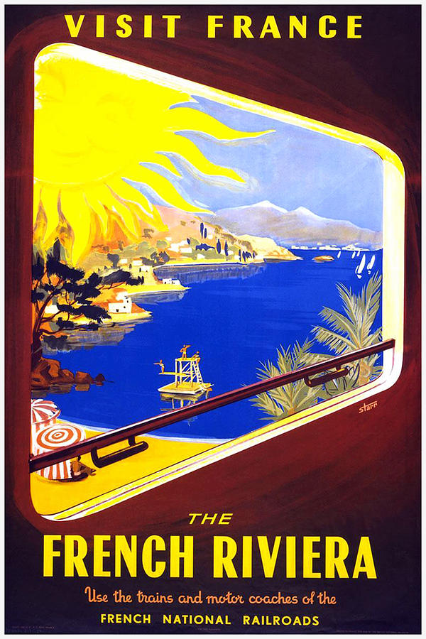 The French Riviera - Vintage Travel Poster Painting by Studio Grafiikka