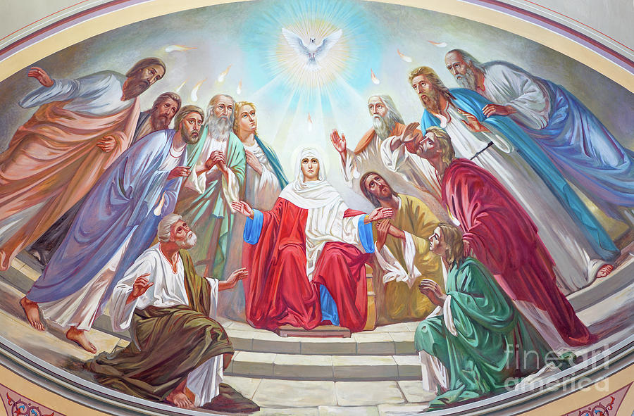 The fresco of Pentecost scene Photograph by Jozef Sedmak