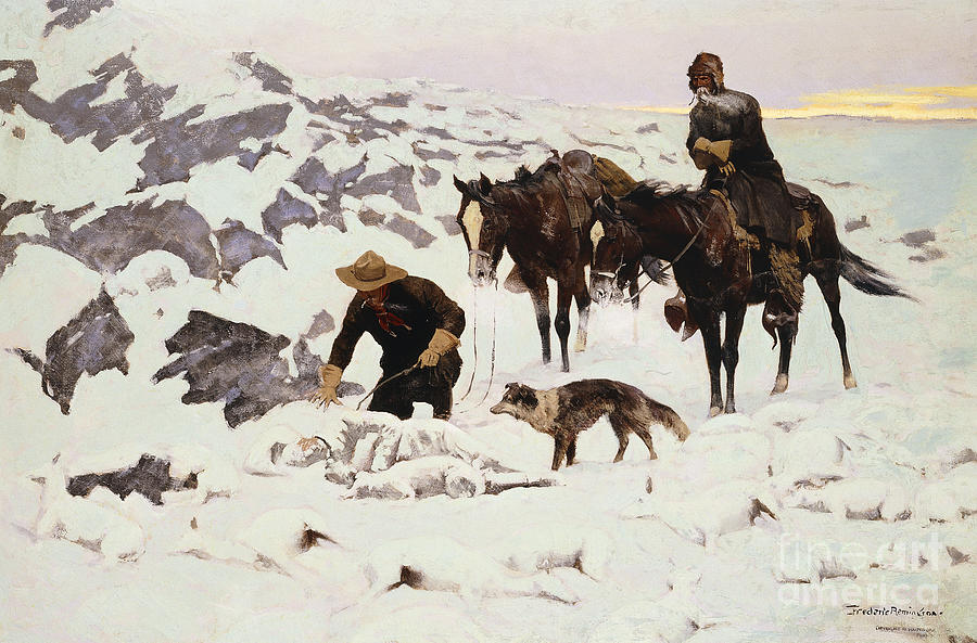 The Frozen Sheepherder Painting by Frederic Remington
