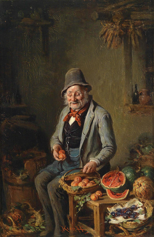 The fruit seller Painting by Hermann Armin von Kern