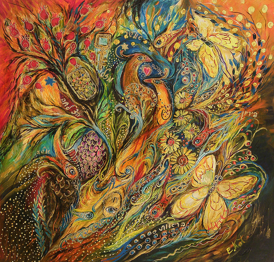Abstract Painting - The Fruits of Holy Land by Elena Kotliarker
