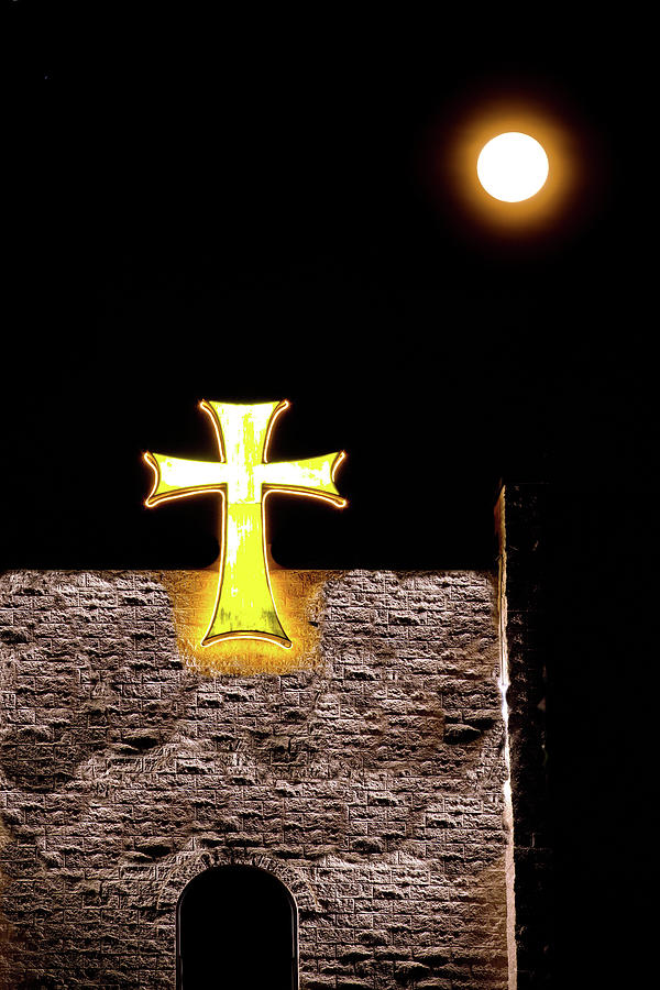 The Full Moon and the Maltese Cross Photograph by Alex Lyubar