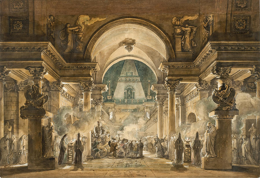 The Funeral Procession of Agamemnon Drawing by Louis Jean Desprez