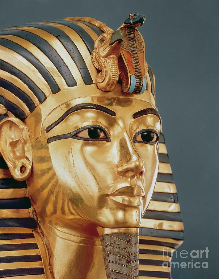 Snake Sculpture - The funerary mask of Tutankhamun by Egyptian School