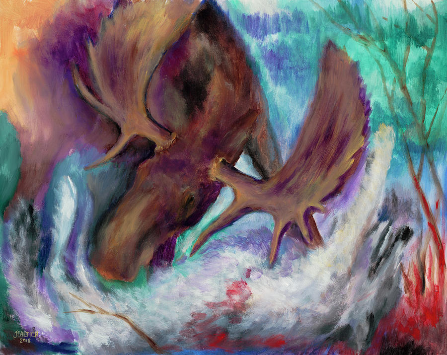 Moose Painting - The Fury by Joe Baltich
