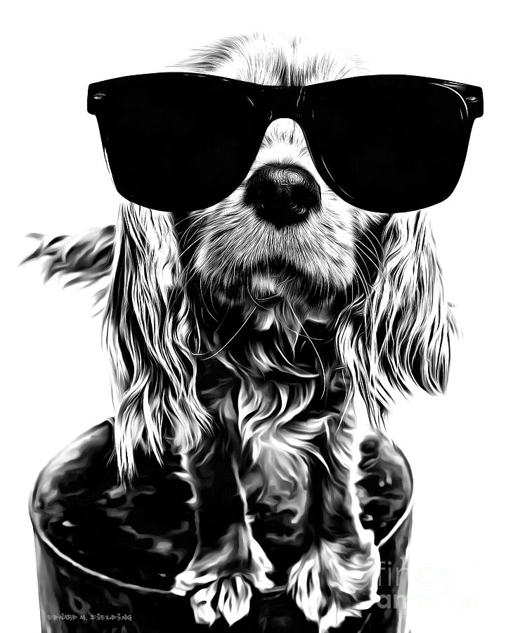 Dog Painting - The Futures So Bright, I Gotta Wear Shades by Edward Fielding
